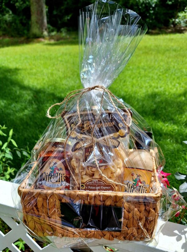 Every Occasion Gift Basket Includes One 24oz Vitolli's House Marinara, one 12oz Creamy Italian Dressing, and one 17.6 bag of Italian-made pasta.